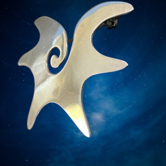 Vintage Mexican Modernist Sterling 925 Sun Star Broach Pin Signed - Picture 8 of 11